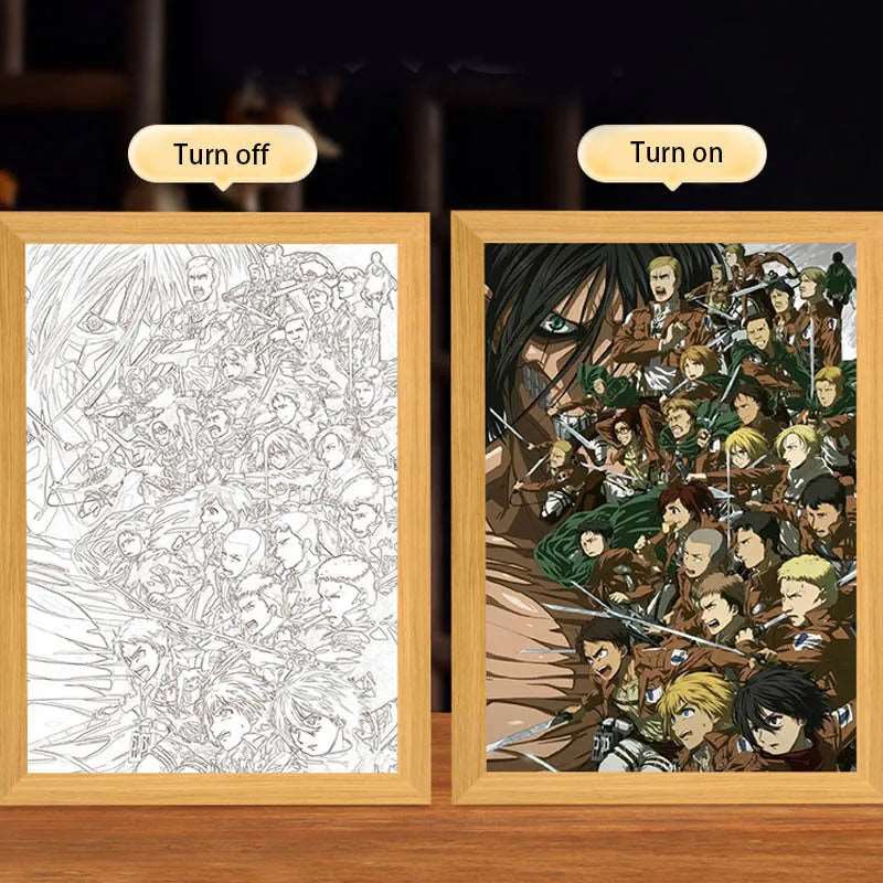 Attack on Titan LED Art Frame – Illuminated Anime Decor for Fans - Tokyowai