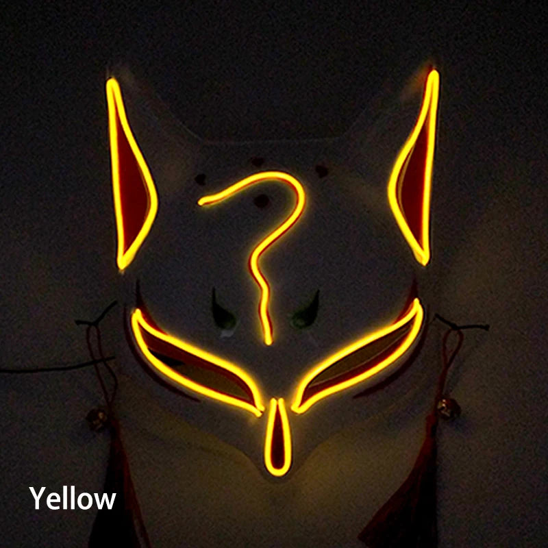 LED Neon Fox Mask – Light-Up Cosplay Mask with Multi-Flash Modes