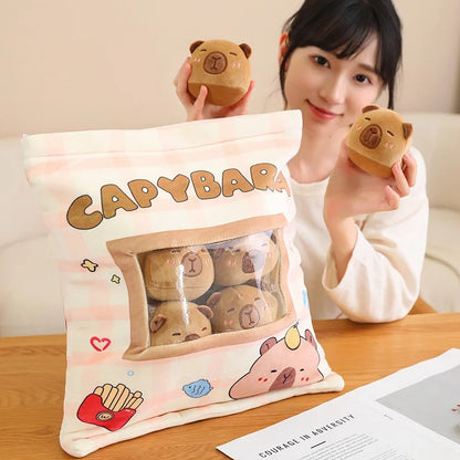 Pudding Capybara Plush Pillow with Removable Mini Plushies - Tokyowai