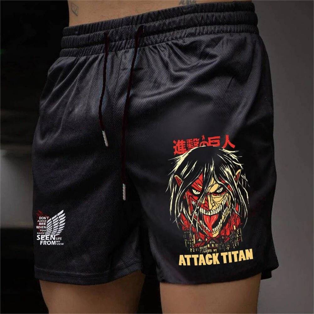 Attack On Titan Gym Shorts For Men Fitness - Tokyowai