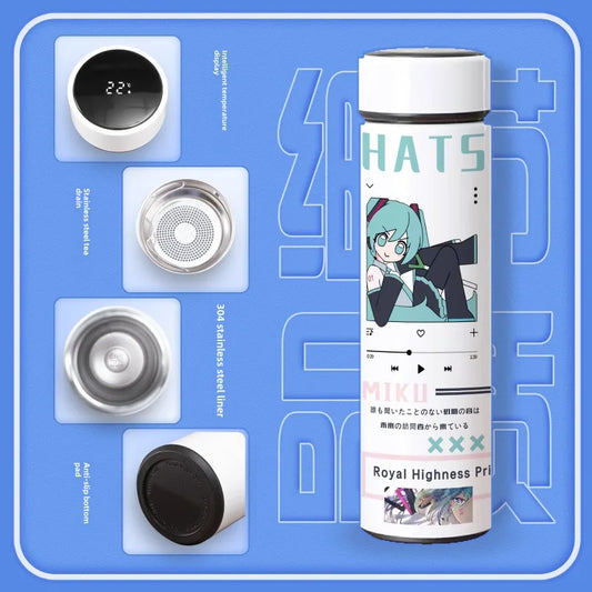 Hatsune Miku Smart Thermos Bottle – LED Temperature Display 500ml