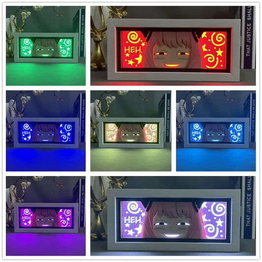 Anime SPY X FAMILY Light Box Kawaii Anya Paper Carving 3D