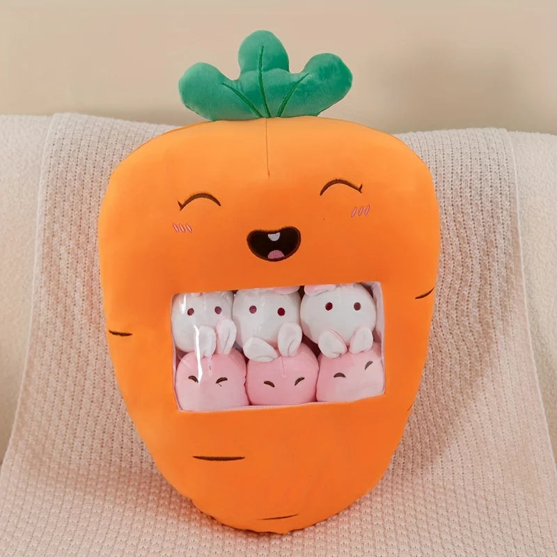 Pudding Cute Fruit & Animal Plush Pillow with Mini Plush Balls - Tokyowai