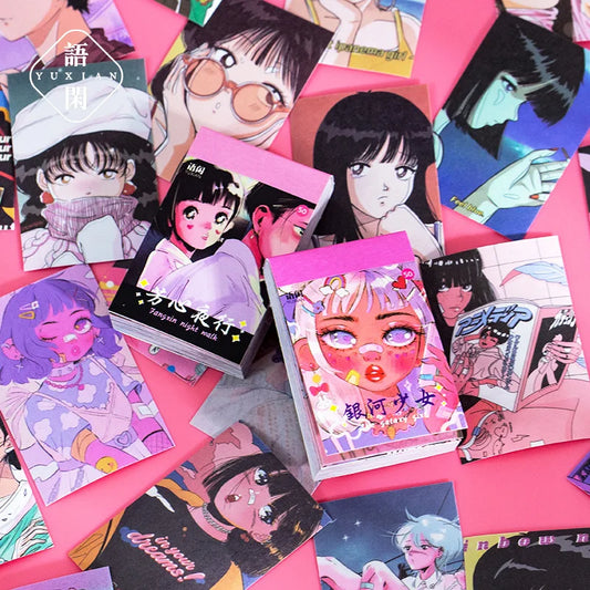 Retro Japanese Girl Stickers Notebooks50 Sheets - Tokyowai