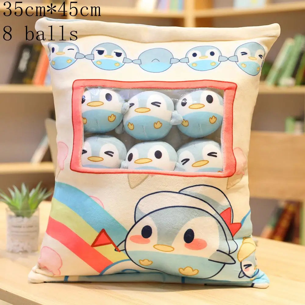 Pudding Adorable Plush Pillow Bag with Mini Animal Plushies – Perfect for Cuddling & Decor - Tokyowai