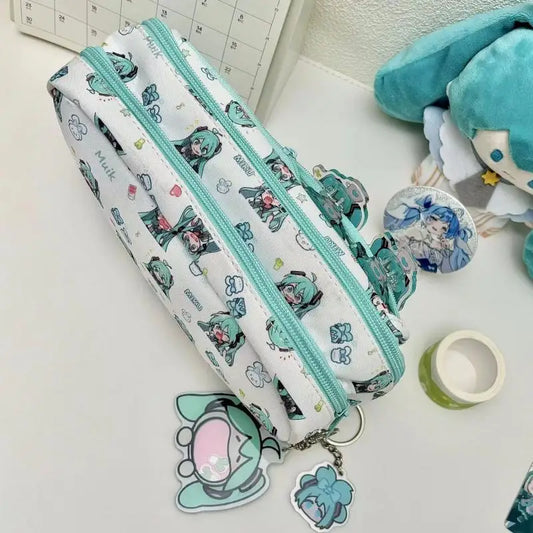 Hatsune Miku Multi-Pocket Anime Themed Pencil Case - Tokyowai