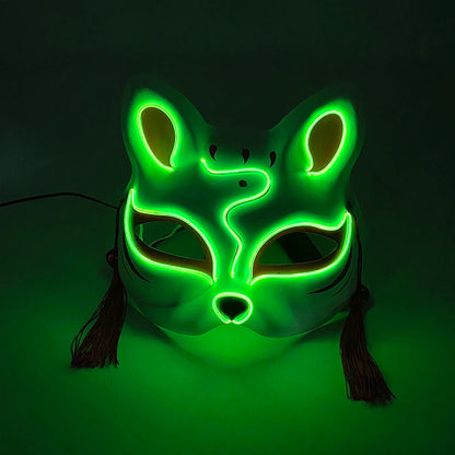LED Neon Fox Mask – Light-Up Cosplay Mask with Multi-Flash Modes