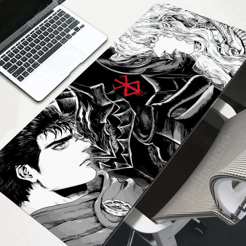 Berserk Guts vs. Griffith Desk Mat – Epic Black and White Battle Design - Tokyowai