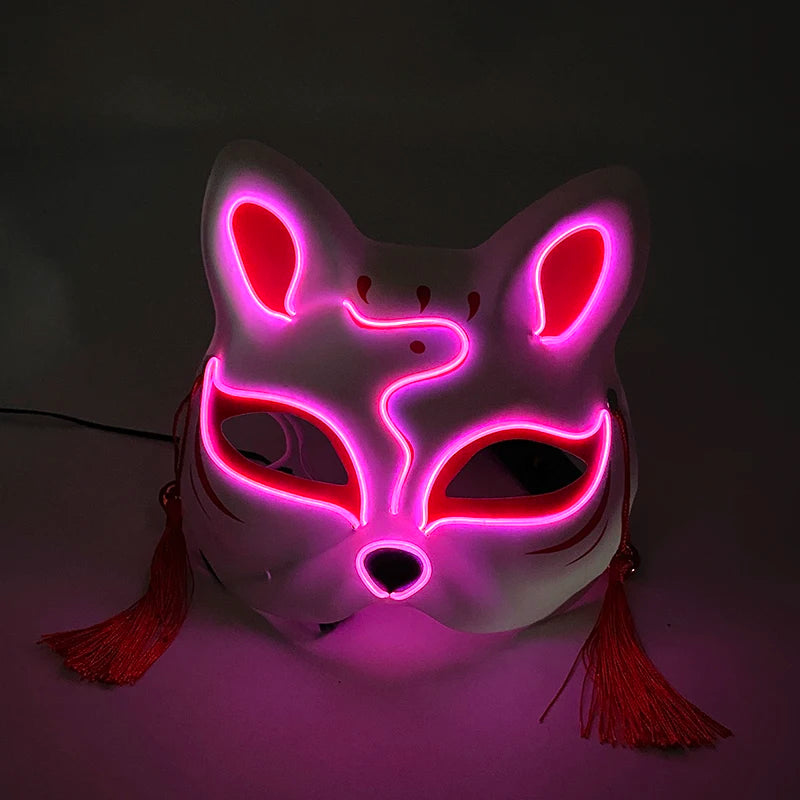 LED Neon Fox Mask – Light-Up Cosplay Mask with Multi-Flash Modes
