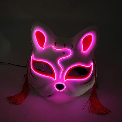 LED Neon Fox Mask – Light-Up Cosplay Mask with Multi-Flash Modes