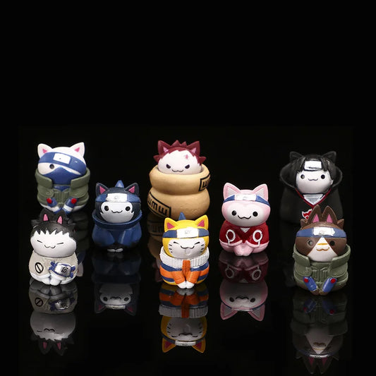 Naruto Cat Figures – 3cm Mini Ninja Cat Collectible Set (8 Pieces)