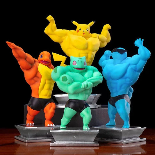 Pokemon Figure Mini Pikachu Charmande Squirtle Psyduck Muscle Man - Tokyowai