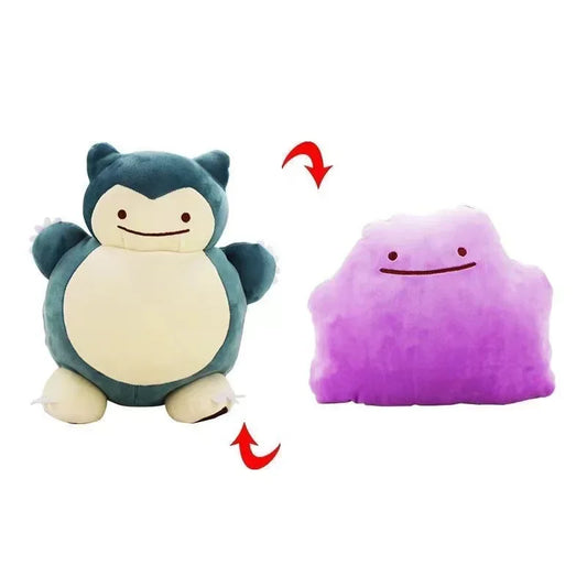 Snorlax & Ditto Transforming Plush Toy – Reversible Zipper Pillow
