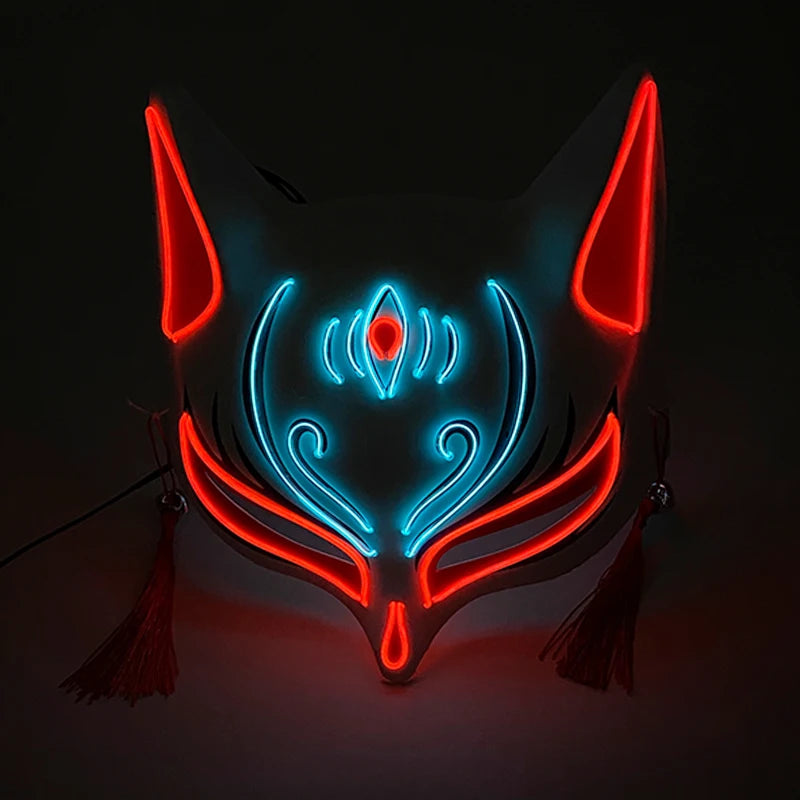 LED Neon Fox Mask – Light-Up Cosplay Mask with Multi-Flash Modes