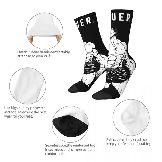 Baki “Conquer” Compression Crew Socks – Seamless Cushioned Fit (1 Pair)