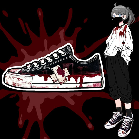 Kawaii Blood Splatter Streetwear Sneakers – Horrorcore Low Tops