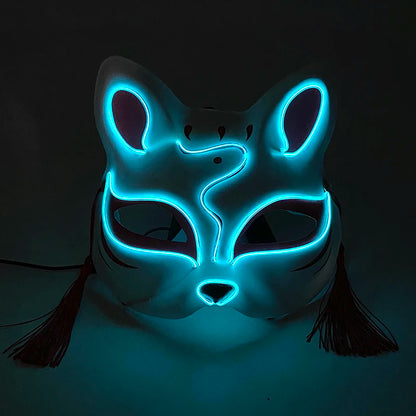 LED Neon Fox Mask – Light-Up Cosplay Mask with Multi-Flash Modes