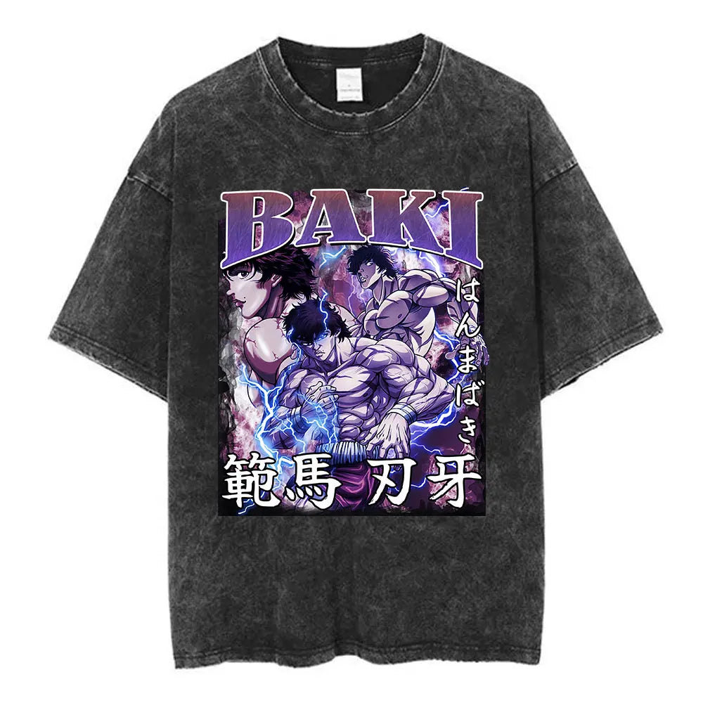 Vintage Washed T Shirt Baki The Grappler T-shirt