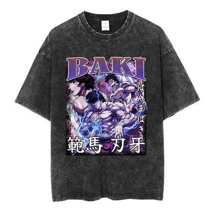 Vintage Washed T Shirt Baki The Grappler T-shirt