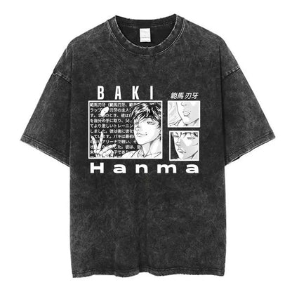 Vintage Washed T Shirt Baki The Grappler T-shirt