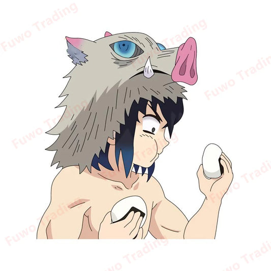 Demon Slayer Inosuke Boar Head Stickers – Unique Anime Car Accessories