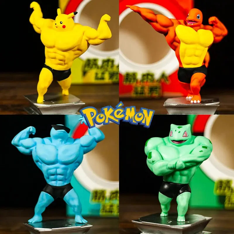 Pokemon Figure Mini Pikachu Charmande Squirtle Psyduck Muscle Man - Tokyowai