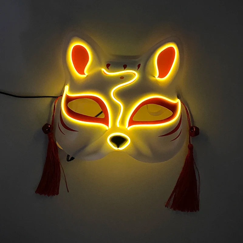 LED Neon Fox Mask – Light-Up Cosplay Mask with Multi-Flash Modes