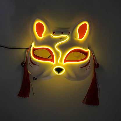 LED Neon Fox Mask – Light-Up Cosplay Mask with Multi-Flash Modes