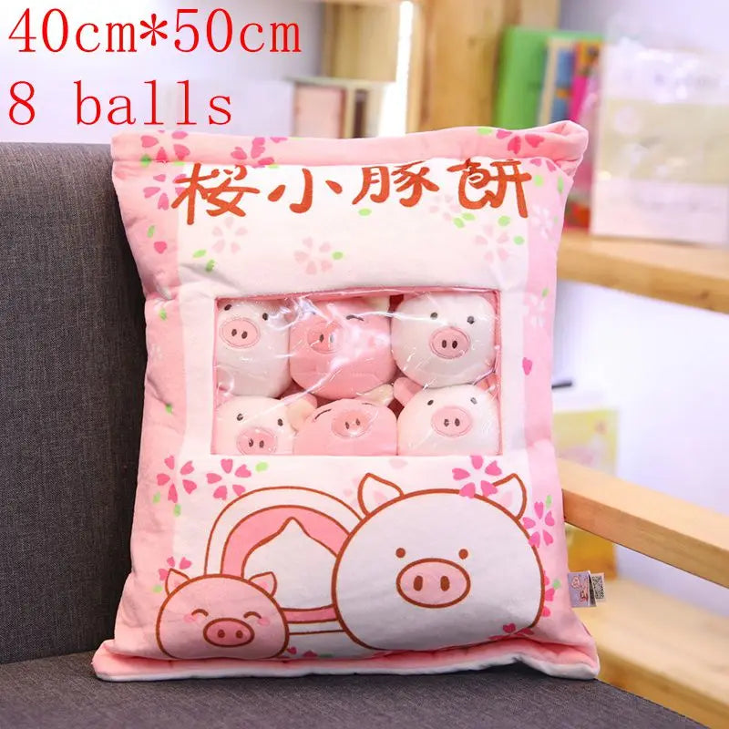 Pudding Adorable Plush Pillow Bag with Mini Animal Plushies – Perfect for Cuddling & Decor - Tokyowai