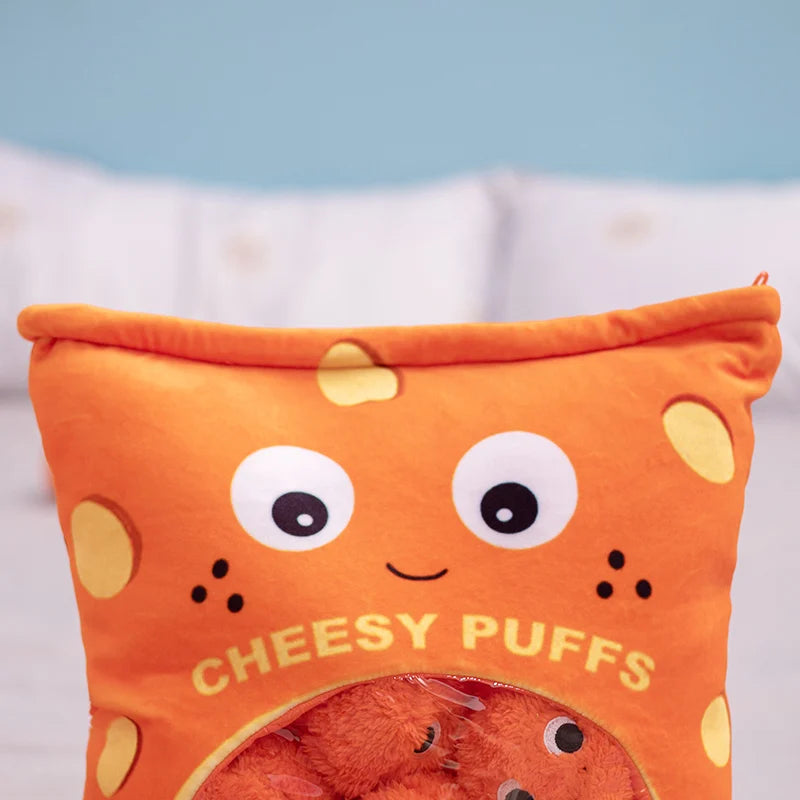 Pudding Cheesy Puffs Plush Pillow Set - Cuddle-Worthy Snack Plushies - Tokyowai