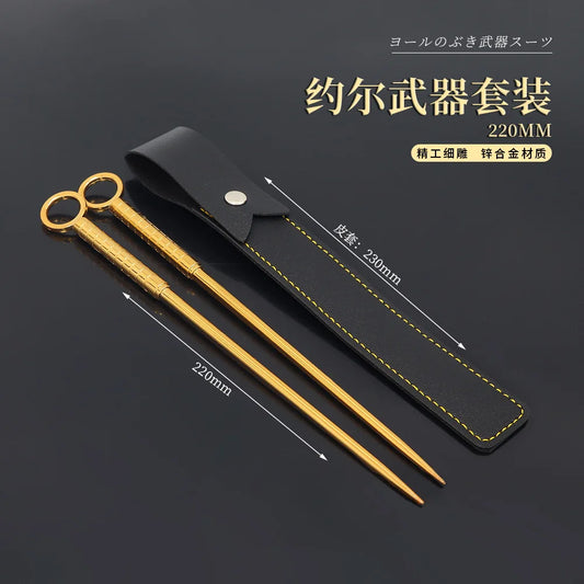 Golden Weapon Earrings & Hair Stick Set