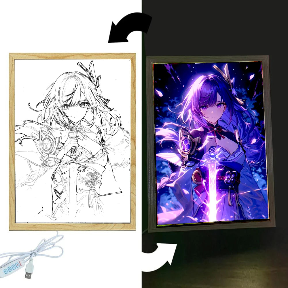 Genshin Impact LED Frame Light Art – Interactive and Captivating Wall Decor - Tokyowai