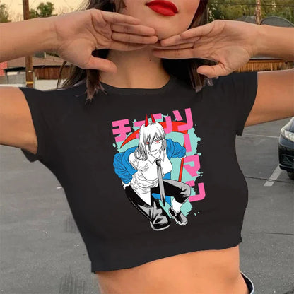 Chainsaw Man Cropped T-Shirt – Edgy Anime Graphic Top