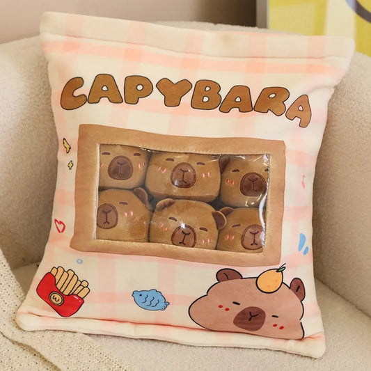 Pudding Capybara Plush Pillow with Removable Mini Plushies - Tokyowai