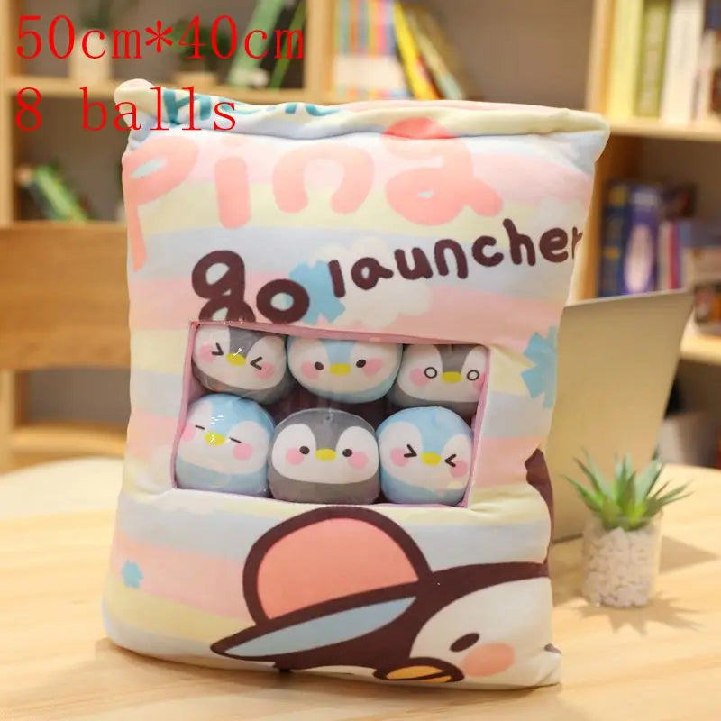 Pudding Adorable Plush Pillow Bag with Mini Animal Plushies – Perfect for Cuddling & Decor - Tokyowai