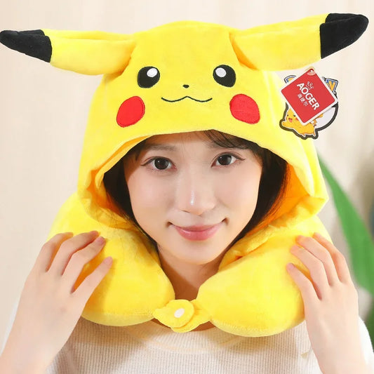 Pikachu Plush Backpack & Hooded Travel Pillow Set