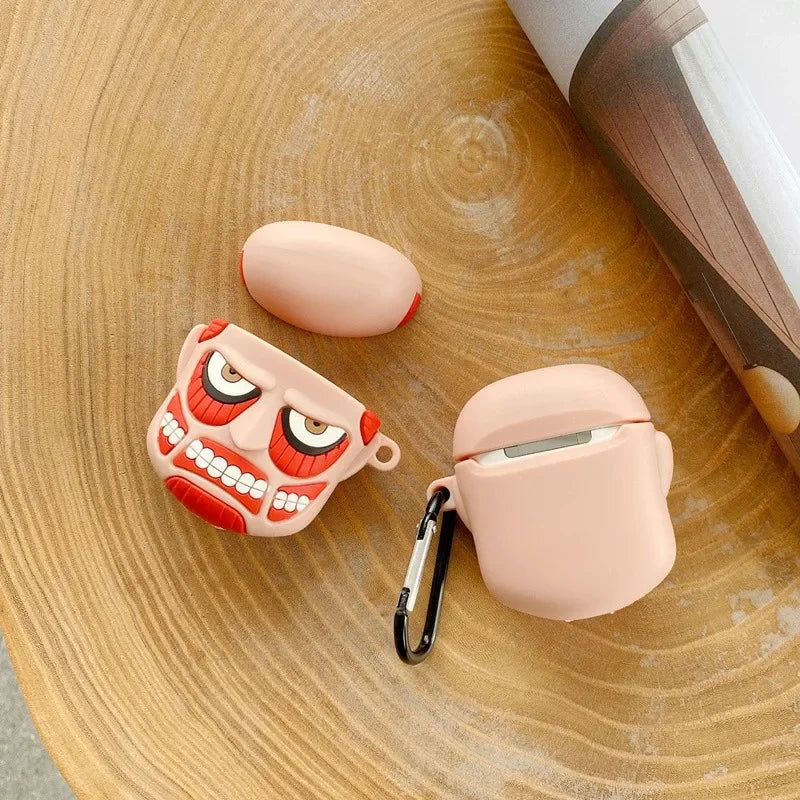 Attack on Titan Colossal Titan AirPods Case – Silicone Shockproof Cover with Clip