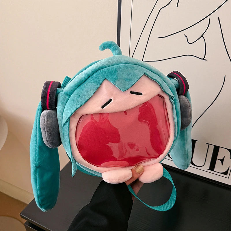 Hatsune Miku Plush Shoulder Bag – Wide-Mouth Yawning Design
