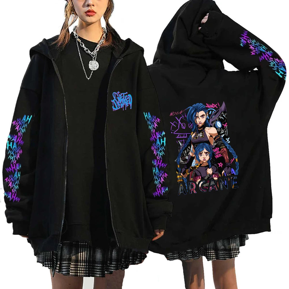 Arcane Jinx Graffiti Oversized Hoodie – Street Punk Edition