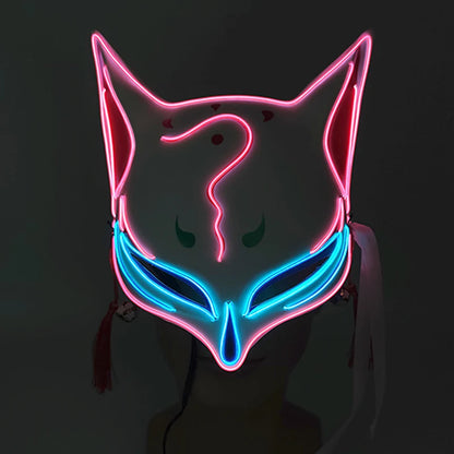 LED Neon Fox Mask – Light-Up Cosplay Mask with Multi-Flash Modes