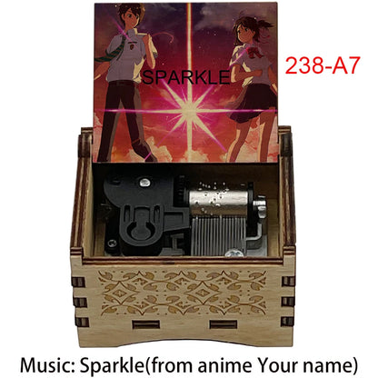 Your Name “Sparkle” Wooden Music Box – Hand-Cranked Collectible