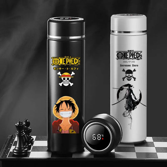 One Piece Stainless Steel Smart Thermos Bottle – Luffy & Zoro Variants (500ml)
