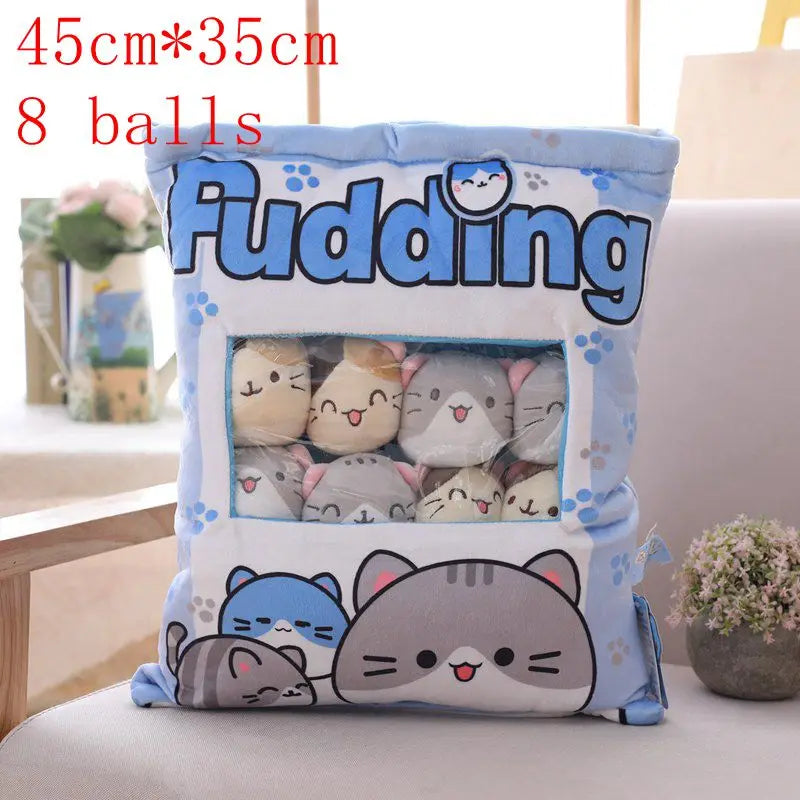 Pudding Adorable Plush Pillow Bag with Mini Animal Plushies – Perfect for Cuddling & Decor - Tokyowai