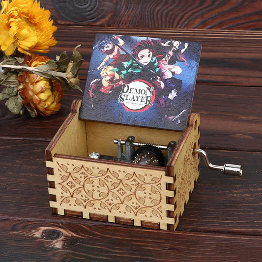 Demon Slayer “Gurenge” Wooden Music Box – Hand-Cranked Collectible