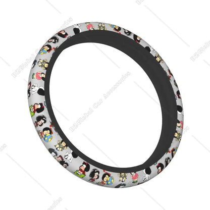 Mafalda Manga-Inspired Plaid Steering Wheel Cover