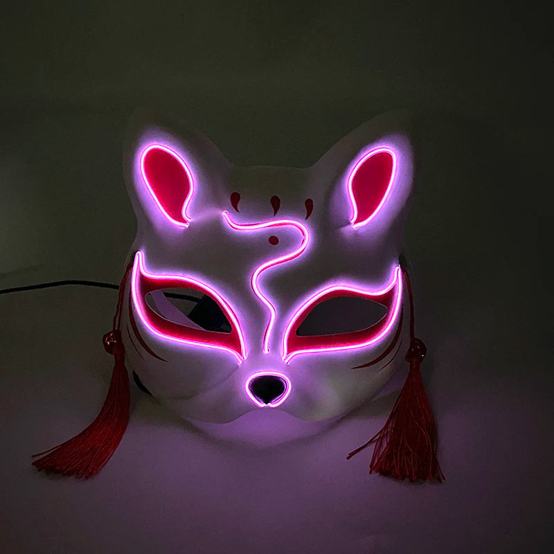 LED Neon Fox Mask – Light-Up Cosplay Mask with Multi-Flash Modes
