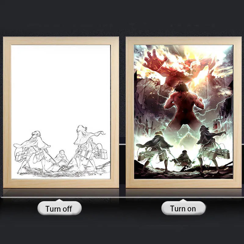 Attack on Titan LED Art Frame – Illuminated Anime Decor for Fans - Tokyowai