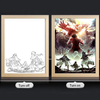 Attack on Titan LED Art Frame – Illuminated Anime Decor for Fans - Tokyowai