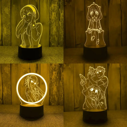 Spy x Family 3D LED Night Light – Loid, Yor & Anya Designs (Warm White)