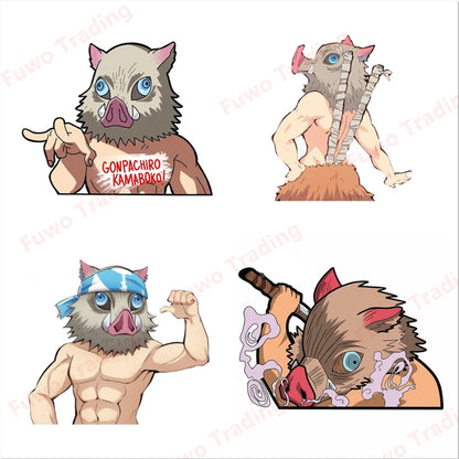 Demon Slayer Inosuke Boar Head Stickers – Unique Anime Car Accessories